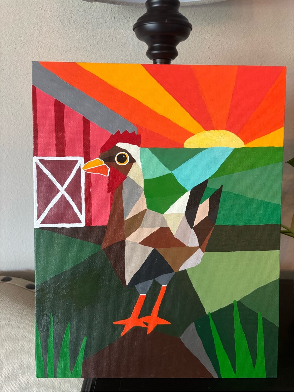 Geometric Chicken Painting